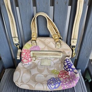Coach Y2K Multicolored Poppy & Gold Monogram Shoulder Bag With Deep Peach 2012!